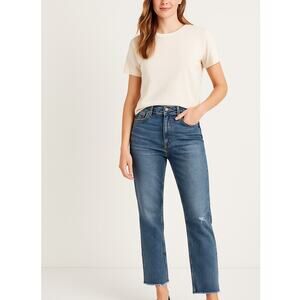 Mica Los Angeles Straight Leg Jeans Size 29 Medium Wash Raw Hem Denim